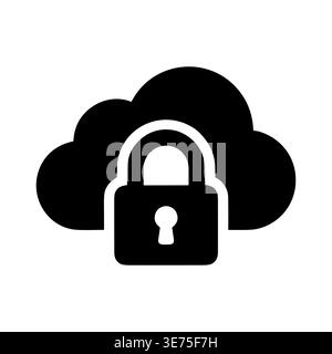 Cloud security icon, data protection, cybersecurity, solid glyph style Stock Vector