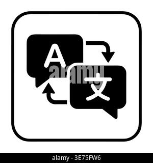 Translation icon with speech bubbles, language conversion vector symbol Stock Vector