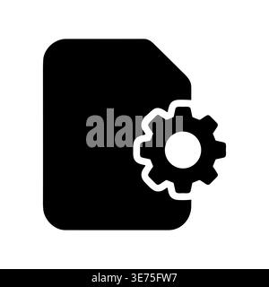 File with Gear Icon Illustration, Document Settings Management Concept Stock Vector