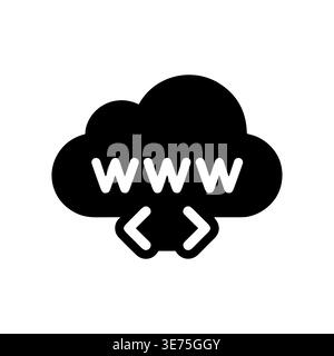 Black Cloud with WWW and brackets inside, Vector Icon Stock Vector