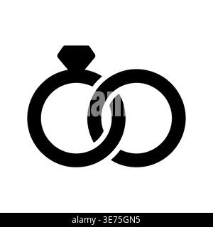 Wedding rings icon illustration in simple black and white style Stock Vector