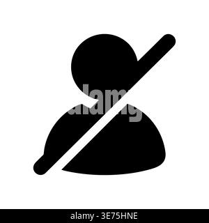 Black silhouette icon of blocked user profile isolated on white Stock Vector