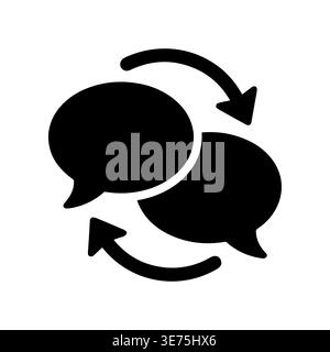 Communication Exchange Vector Icon, Round Speech Bubbles with Arrows Stock Vector