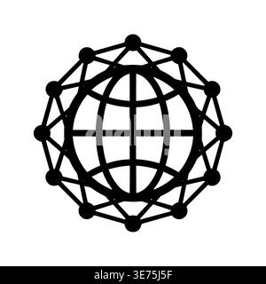 Global network icon symbol with connected dots in simple style Stock Vector