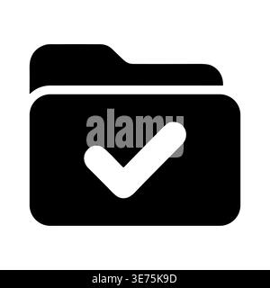 Completed Folder Icon Vector Illustration in Black and White Stock Vector