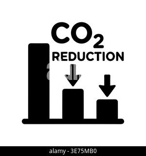 CO2 reduction graph with downward arrows icon in black Stock Vector