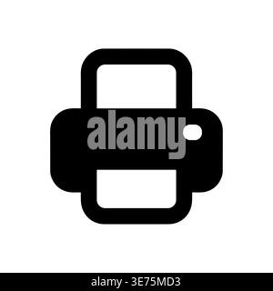 Black and white printer icon, office machine solid glyph Stock Vector