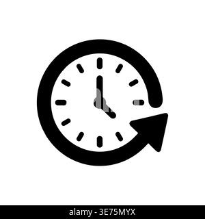 Clock icon with arrow, time and turnaround concept, vector illustration Stock Vector