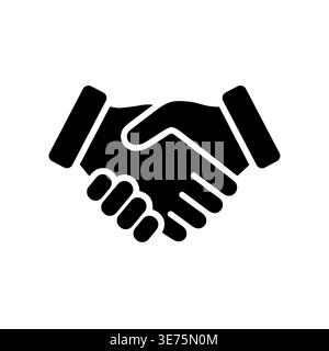 Handshake black glyph icon, business agreement, deal, partnership, vector Stock Vector