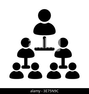 Hierarchical organizational chart icon showing team structure and leadership Stock Vector