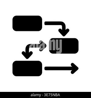 Flowchart diagram with rectangles and arrows in minimal black style Stock Vector