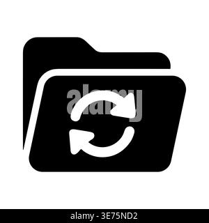 Black folder sync icon, data refresh and update concept Stock Vector