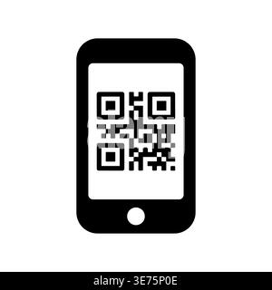 Smartphone displaying QR code on screen, vector icon style Stock Vector