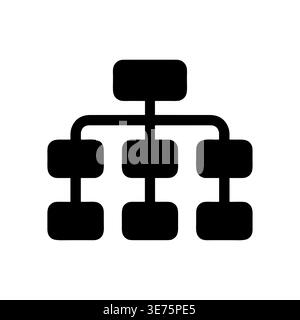 Organization chart icon with three levels minimalist flat design Stock Vector