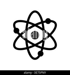 Atom icon vector illustration in minimalist black line style Stock Vector