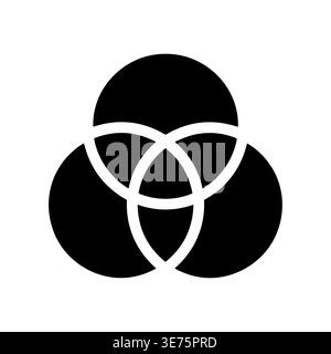 Overlapping circles geometric shape simple Venn diagram vector illustration Stock Vector