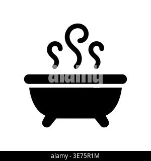 Hot tub icon, steaming water, simple black glyph style Stock Vector