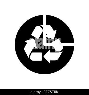 Black and white vector illustration of recycle symbol icon Stock Vector