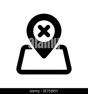 Black location pin with a cross mark on map icon Stock Vector