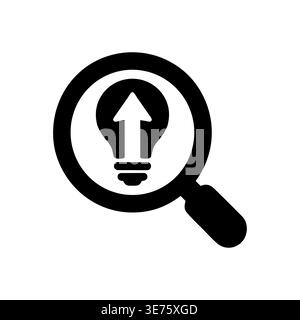 Idea searching icon with bulb and magnifying glass vector Stock Vector