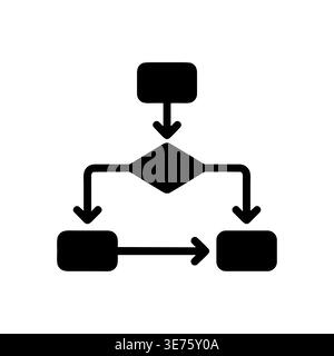Simple black flowchart diagram representing a decision making process Stock Vector