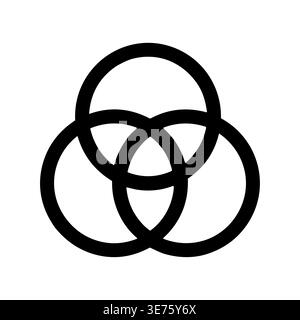 Minimalist intertwined circles vector illustration, overlapping rings simple design Stock Vector
