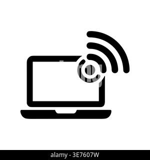 Laptop with Wireless Connection Icon, Simple Vector Symbol Stock Vector