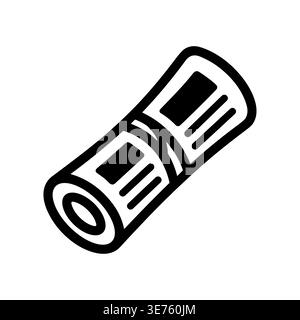 Rolled newspaper icon in simple line style design Stock Vector