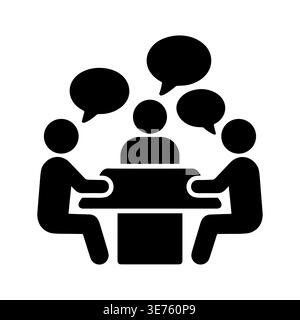 Meeting Icon Illustration of Teamwork Discussion with Speech Bubbles Stock Vector