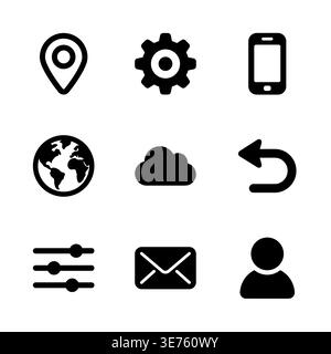 Set of simple modern black and white vector icons Stock Vector