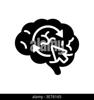 Brain refresh concept, brain with circular arrows and cursor icon Stock Vector