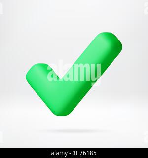 Green check mark in 3d style Stock Vector