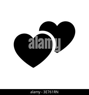 Two overlapping black heart shapes on a white background Stock Vector