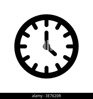 Black and white clock icon simple minimal design vector Stock Vector