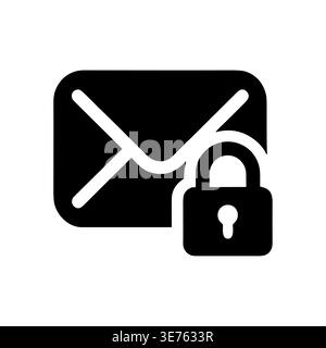 Secure Email Message with Padlock Icon Vector Illustration Glyph Stock Vector