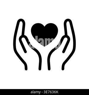 Hands holding heart simple vector illustration, love and care concept Stock Vector