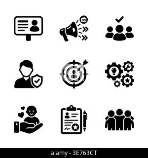 Set of job search and recruitment process line icons Stock Vector