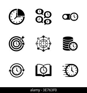 Time Management Vector Icon Set Illustration in Glyph Style Stock Vector
