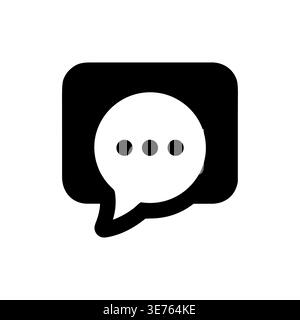 Black and white simple speech bubble icon with ellipsis Stock Vector