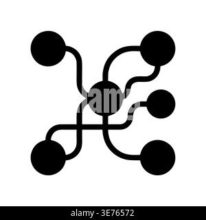 Abstract minimalist network node connections black and white vector illustration Stock Vector