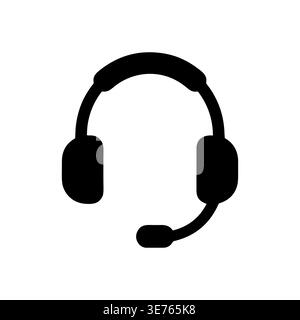 Black headset icon illustration isolated on white background vector Stock Vector