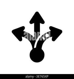 Directional Arrows Symbolizing Choices Opportunities or Decision Making Black and White Stock Vector