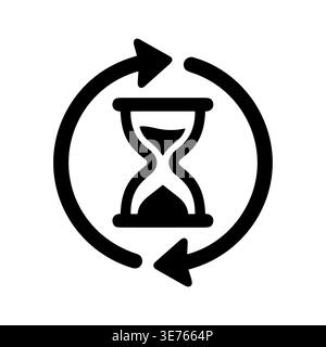 Hourglass icon with circular arrows showing process or refresh symbol Stock Vector