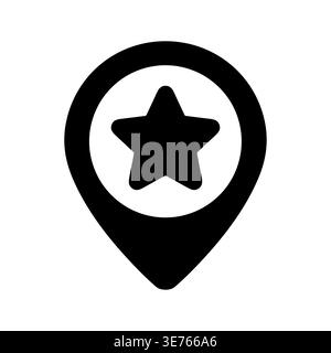 Black glyph icon of star in map pin location symbol Stock Vector