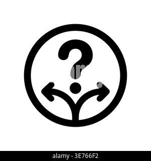 Decision Point Icon with Question Mark and Arrows in Circle Stock Vector