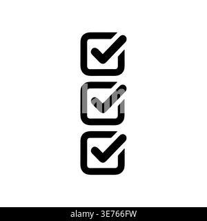 Checkmark icon in a box, black and white simple design Stock Vector