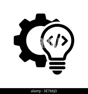 Code Development Idea Bulb with Cogwheel vector icon illustration Stock Vector