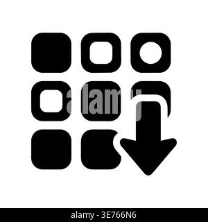 Black glyph icon for data filtration and filtering process Stock Vector