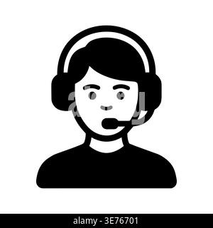 Customer service representative icon, simple silhouette style, vector illustration Stock Vector