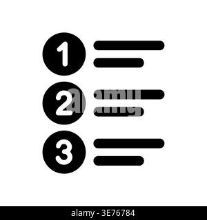 Numbered list icon, simple steps, process, and flat design Stock Vector
